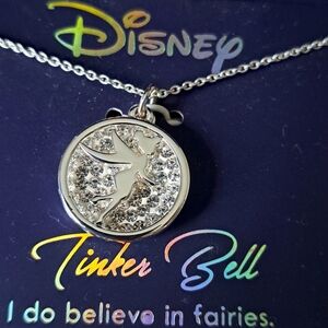 Disney Tinkerbell Silver Plated Necklace. NWT